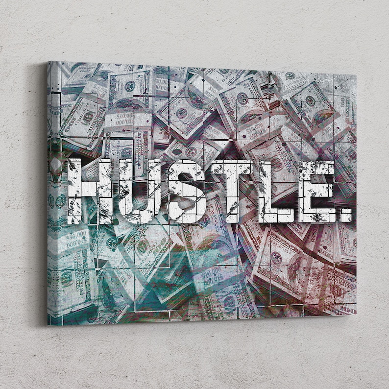 Hustle Canvas Wolf Of Wall Street Canvas Money Print Etsy - image 0