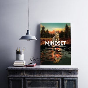 Cat mindset - Motivational Canvas - Entrepreneur Art - motivation Canvas - mindset Art