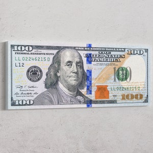 Money Art - 100 Dollar Bill Print Benjamin Franklin Money Canvas Abstract Cash Print Art