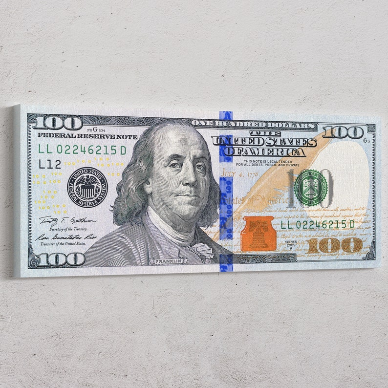 Money Art 100 Dollar Bill Print Benjamin Franklin Money Etsy - image 0
