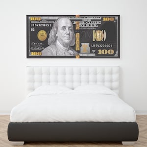 100 Dollar Canvas - 100 dollar bill golden & black- black 100 bill - golden Money - Money Art - black bill Money - bill Canvas - bill Poster