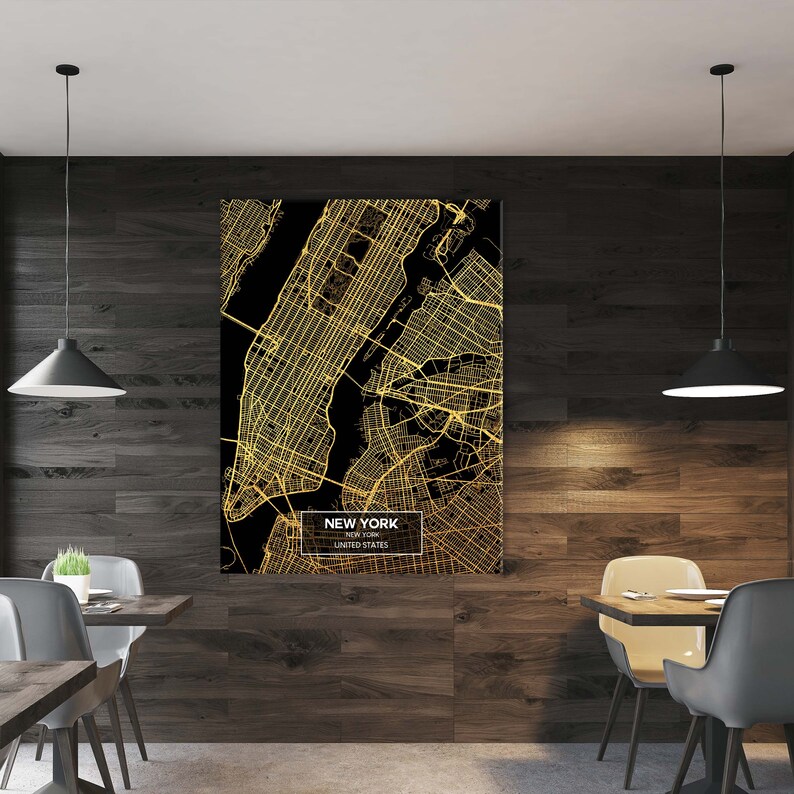 New York City Map Canvas Print / New York Map New York Print Etsy