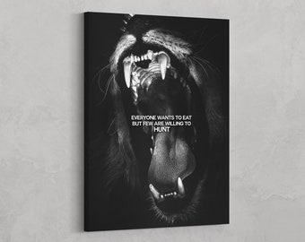 Lion Hunt - Motivational Canvas - Entrepreneur Art - Success Canvas - Success Art