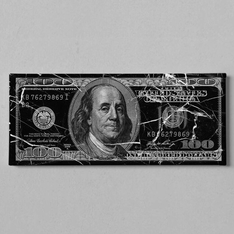 Money Art Marble 100 Dollar Canvas Ready to Hang Etsy