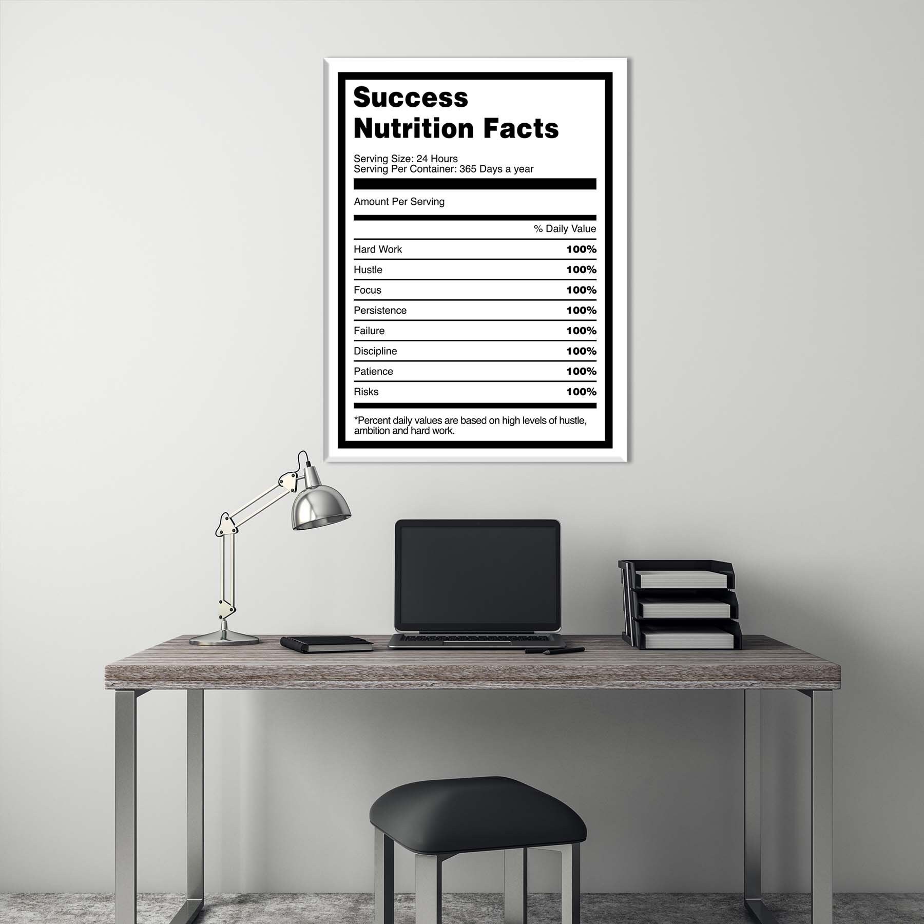 Success Nutrton Facts Canvas Art Success Canvas / Motvatonal Canvas
