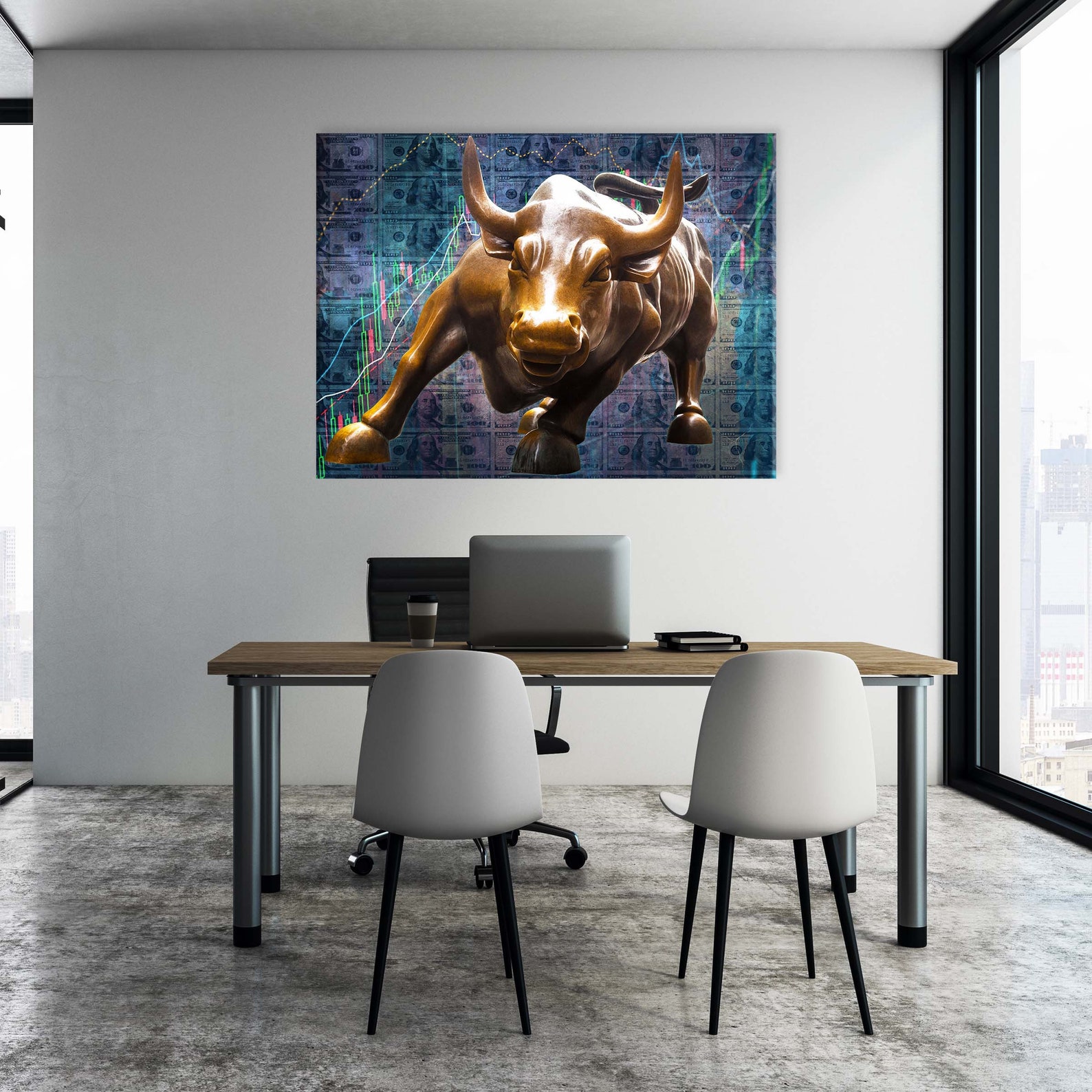 Charging Bull Canvas Art / Wall Street Bull Wall Art Art for Etsy