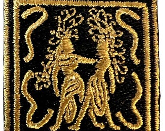 Gemini Zodiac Patch: Embroidered Astrology Applique (1.5" x 1.5")