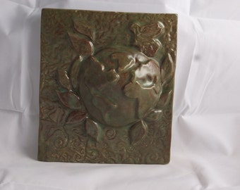 Ceramic Art Tile Earth- Moss Green