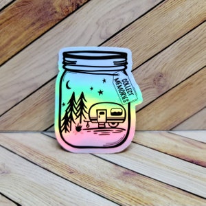 Collect Memories Jar STicker, Camping Memories, Adventure, holographic sticker