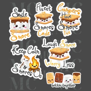 S&#39;more Stickers, S&#39;mores Stickers, Happy S&#39;mores, Smile, Morris code, S&#39;mores Planner Sticker, Laugh More, Worry Less