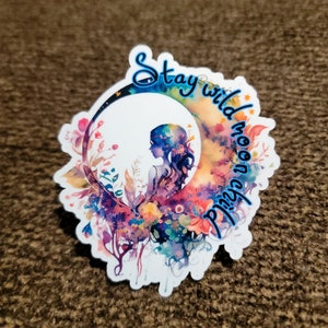 Stay Wild Moon Child Sticker watercolor moon child