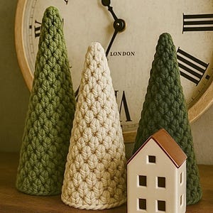 Rustic Crochet Christmas Tree Set Christmas Decor