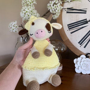 Super cute cow lovey crochet amigurumi baby girl cow