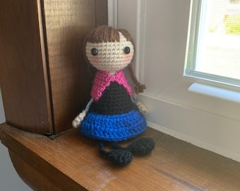 Super Cute Ice Princess Anna rag doll amigurumi crochet doll