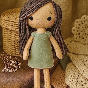 Adorable custom wool felt doll / rag doll with glasses option