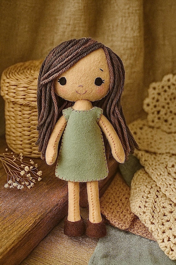 Poupée En Chiffon Et Laine Vintage - Jouet Enfant, Décoration Chambre