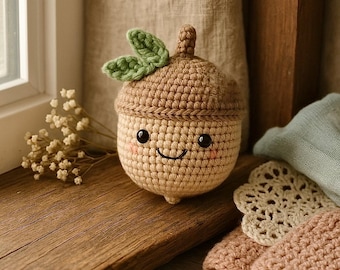 Sweet super cute kawaii crochet amigurumi acorn
