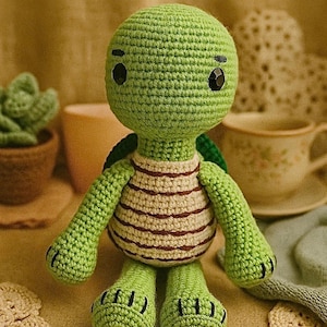 Super cute Tommy Turtle amigurumi crochet stuffed Turtle