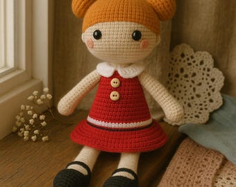Little Orphan Annie inspired  crochet rag doll/cloth doll/soft doll