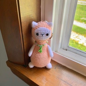 Lloyd the llama amigurumi crochet knit plush stuffed llama keychain