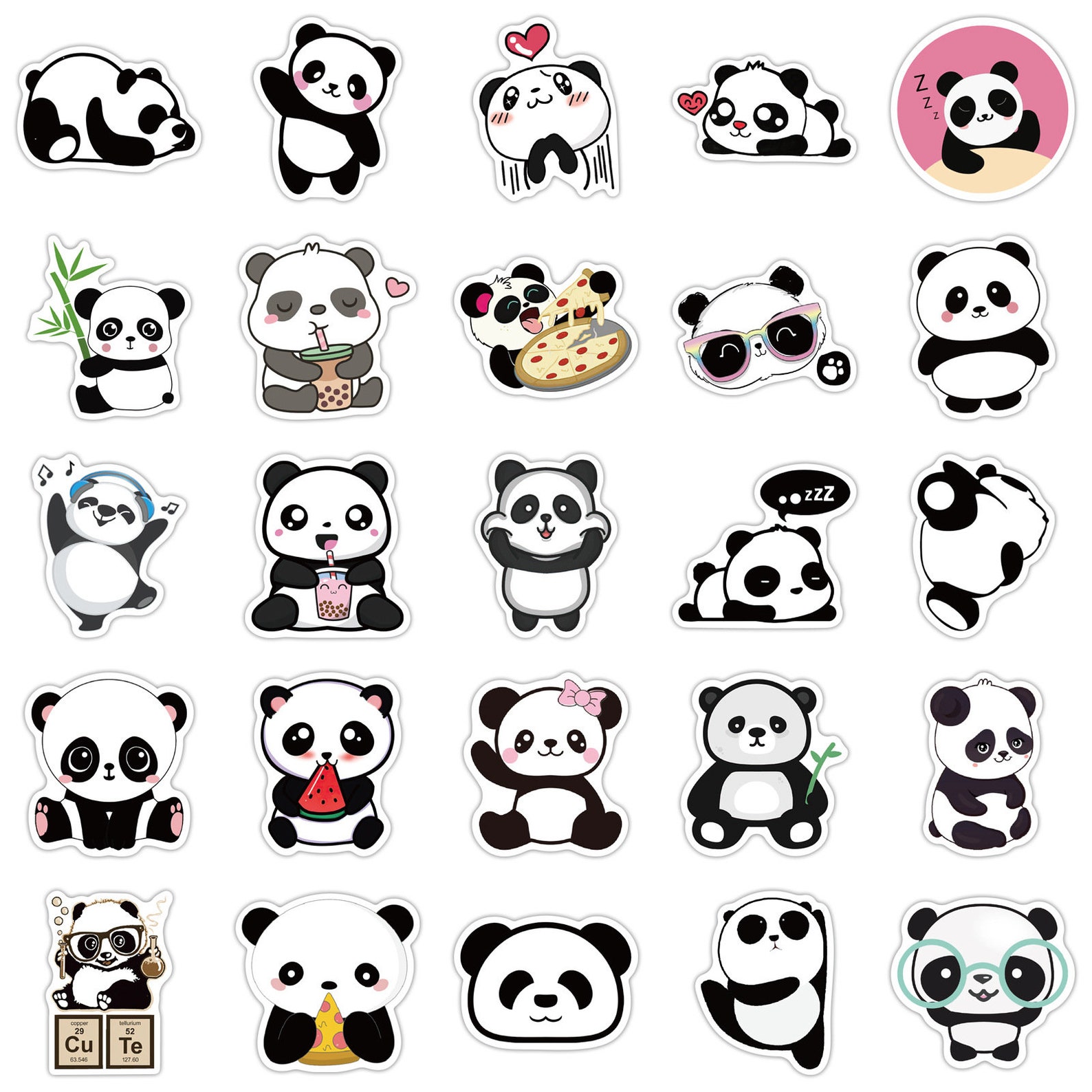 Panda Bear Stickers Pack Random Cute Waterproof Drinks Etsy Canada