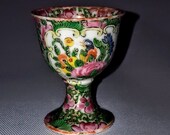 Stunning Chinese 19th Century Famille Rose Porcelain Two Picture Panels Small Stem Cup