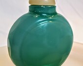 Exquisite Chinese Qing Dynasty Qianlong Reign Mark Emerald Peking Glass Snuff Bottle with Jadeite Finial.