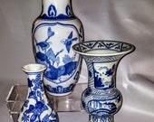 Lot of 3 Chinese Blue White Porcelain Vases