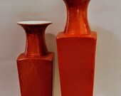 Chinese 18th-19th Century Sang de Boeuf-Iron Red Rouleau Form Porcelain Vases w White Inner Slip