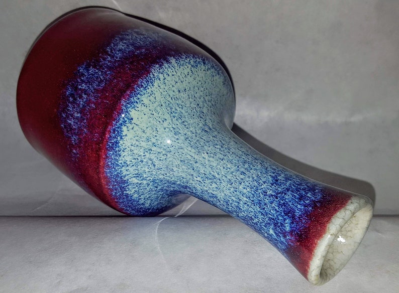 Chinese 19th Century Flambe Glaze Mallet Form Porcelain Vase wCrackle Glaze Bottom