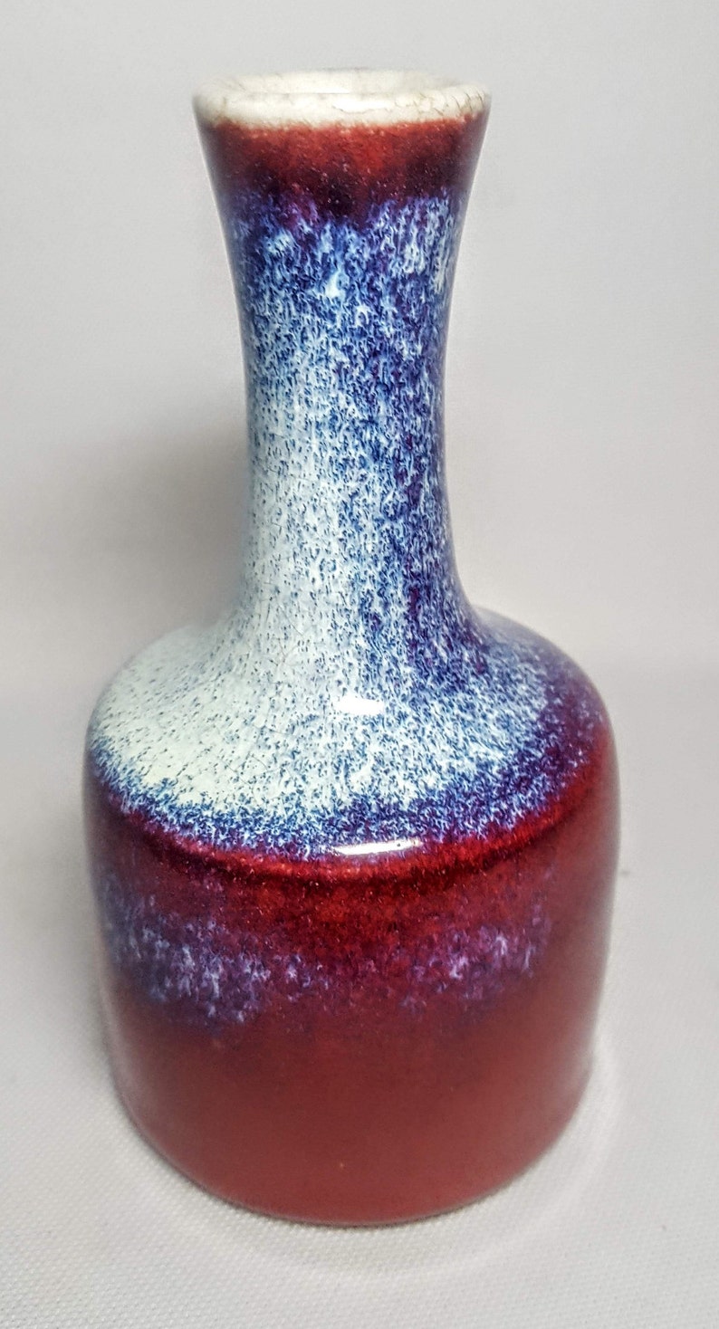 Chinese 19th Century Flambe Glaze Mallet Form Porcelain Vase wCrackle Glaze Bottom