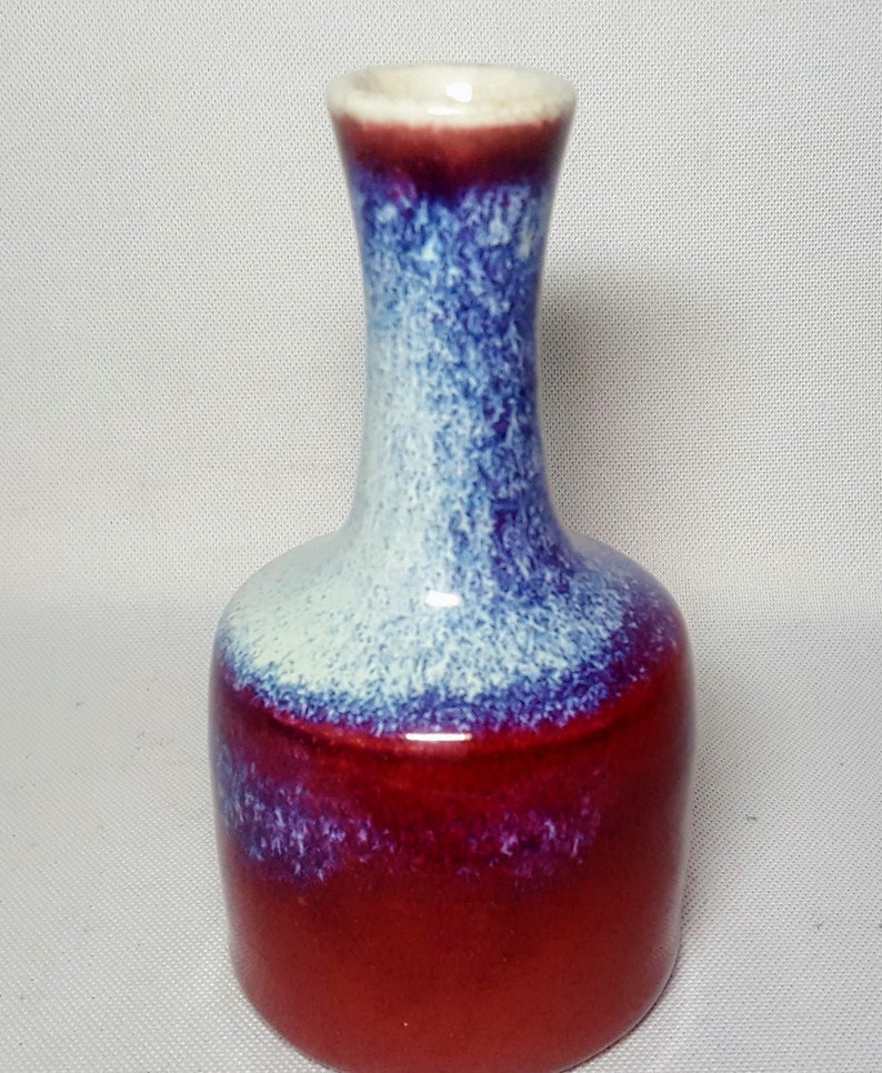 Chinese 19th Century Flambe Glaze Mallet Form Porcelain Vase wCrackle Glaze Bottom