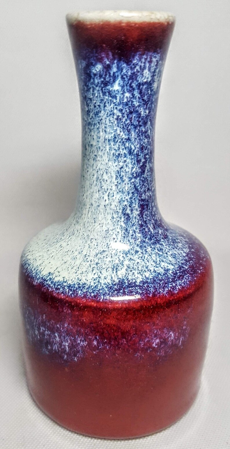 Chinese 19th Century Flambe Glaze Mallet Form Porcelain Vase wCrackle Glaze Bottom