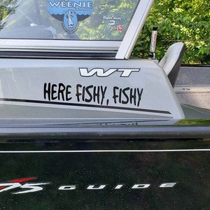 Here Fishy Fishy Oar decal Kayak sticker-Canoe decal-SUP sticker-car window decal-laptop cover sticker-boat sticker-paddle decal image 1