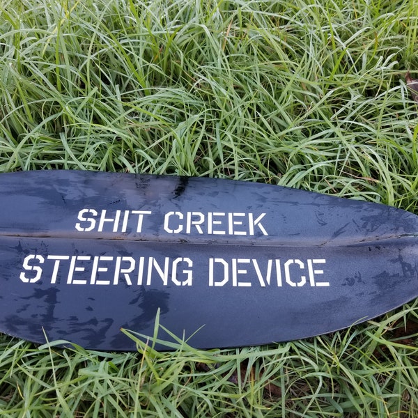 Shit Creek Steering Device in white reflective vinyl - kayak sticker - SUP decal - canoe sticker - kayak paddle sticker - Dragon boat decal