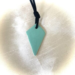 Teal Blue Triangle | Handmade Ceramic Pendant Diffuser | Essential Oil Jewelry | Handcrafted Vermont Pottery