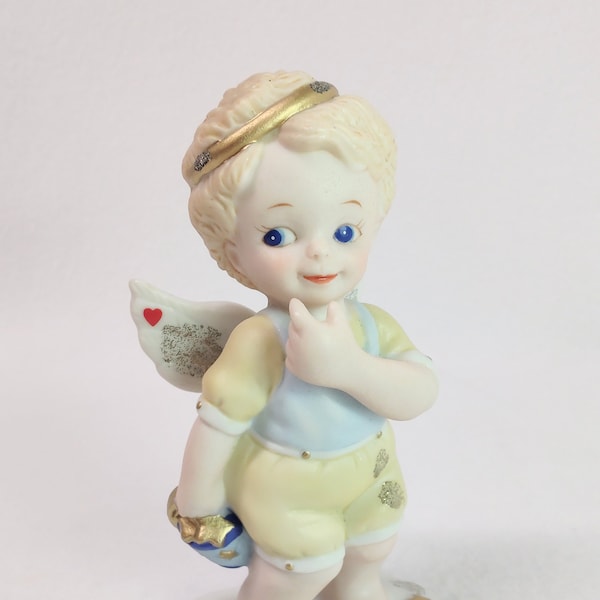 Playing in the Stars by Katherine Stevens from the Tender Hearts Collection Bronson Collectibles 1995 Cherub Angel Boy with Pail