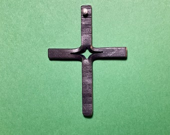 Blacksmith Hand Forged Iron Twisted Medieval Cross Wall Hanging / Large Pendant