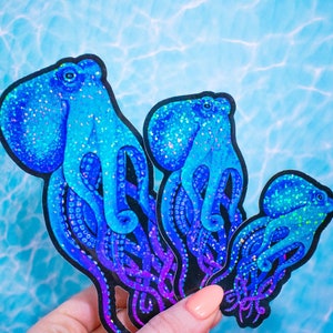 Octopus Sticker Holographic | Octogalaxy: Octopus Glitter Holographic Sticker | Octopus Lover | Octopus Gift Ideas