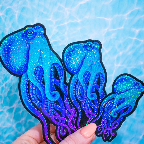 Octopus Sticker Holographic | Octogalaxy: Octopus Glitter Holographic Sticker | Octopus Lover | Octopus Gift Ideas