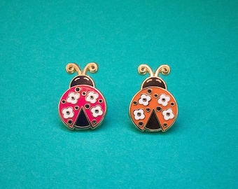 Ladybug Pin | Ladybug Gift Ideas | Floral Lady Bug Enamel Pin | Ladybug Accessories | Cute Retro Lapel Pin | Insect Pin