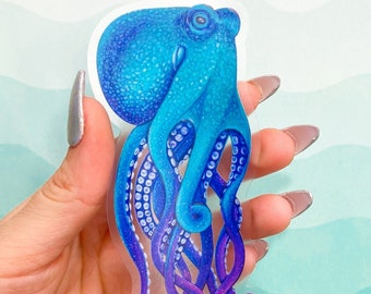 Octopus Sticker Transparent | Octopus Gift Ideas | Octopus Lover Stickers | Octogalaxy | Water Bottle Decal