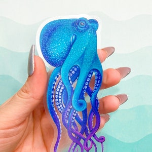 Octopus Sticker Transparent | Octopus Gift Ideas | Octopus Lover Stickers | Octogalaxy | Water Bottle Decal