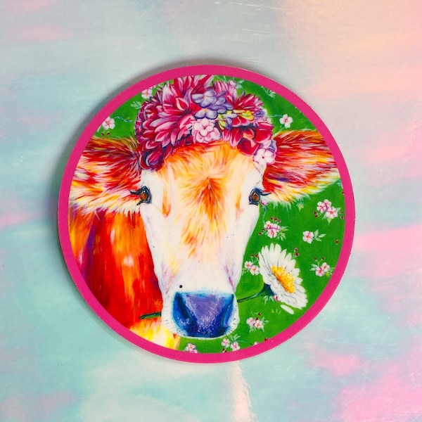 Cow Magnet | Thick Fridge Magnet | Car Magnet | Cow Accessories | Cow Gift Ideas | Cow Lovers | Frida Kahlo Inspired Art