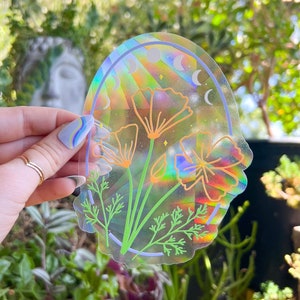 Adesivo Wildflowers Suncatcher | Stay Wild Sun Catcher | Adesivo de arco-íris para janelas | Rainbow Maker | Ideias de presentes para amantes de flores