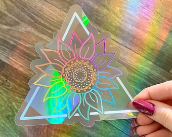 Sunflower Suncatcher Sticker | Rainbow Maker Decal for Windows | Sunflower Gift Ideas | Rainbow Sun Catcher Decal