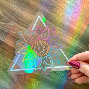 Sticker attrape-soleil tournesol | Sticker Rainbow Maker pour Windows | Cadeaux de pendaison de crémaillère | Sticker attrape-soleil fenêtre fleur