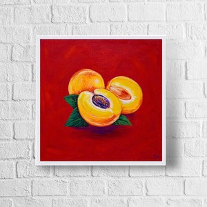 Apricot Art Print | Colorful Apricot Painting | Fruit Lovers | Apricot Gift Ideas | Fruit Kitchen Decor