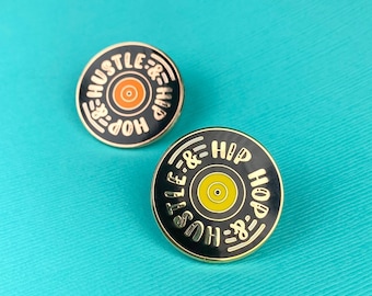 Hip Hop Enamel Pin | Vinyl Record Pin |  Hip Hop Accessories | Music Lover Gift Ideas | Hip Hop and Hustle Pin | Rapper Accessory