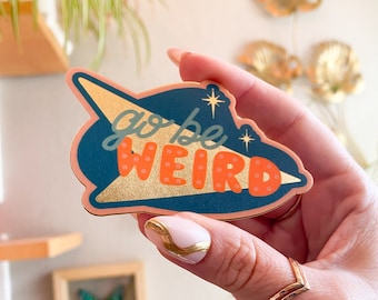 Stay Weird Sticker  | Mid Century Modern Sticker Holograph | Inspirational Stickers | Retro Accessories | Affirmation Stickers